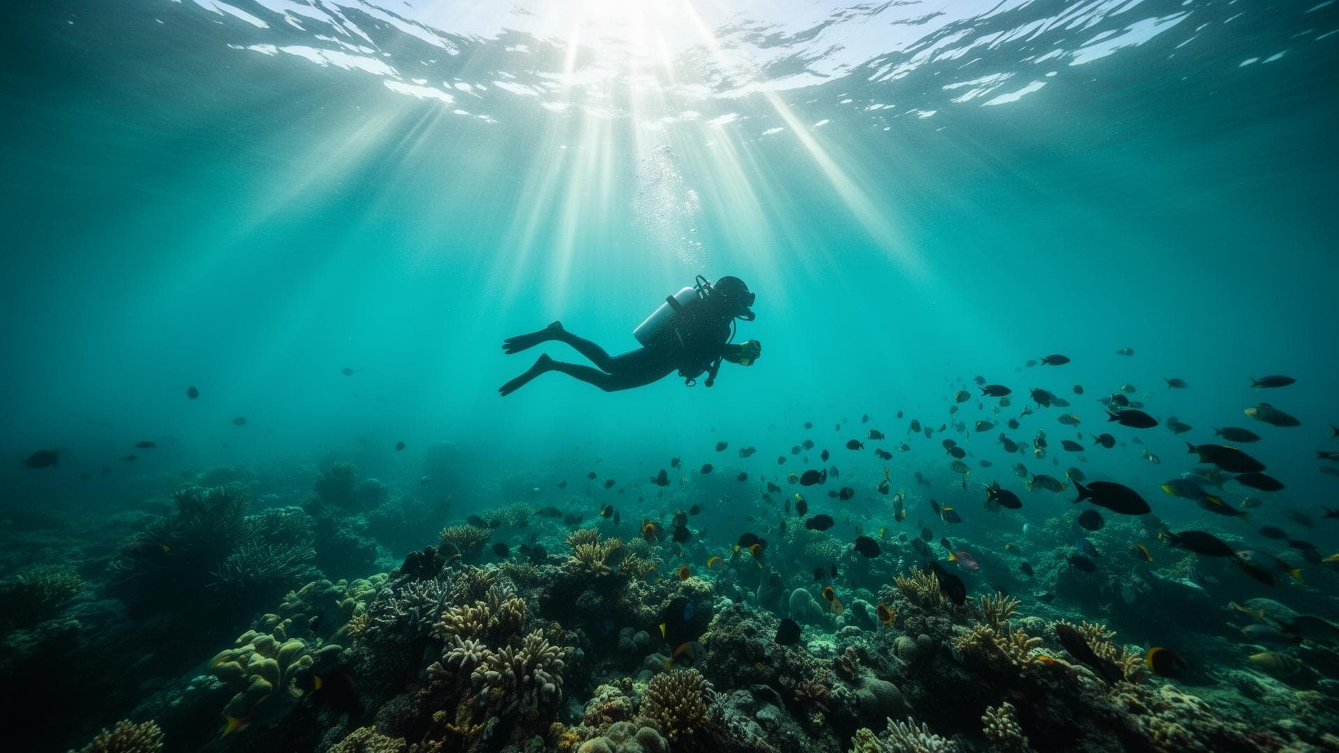 Underwater diving scene